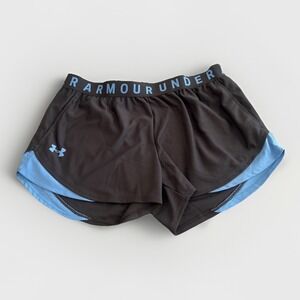 Under Armour Play Up 3.0 Shorts Women M Loose Fit Black Blue Heat Gear Athletic